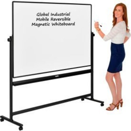 GLOBAL EQUIPMENT Mobile Reversible Whiteboard - 72 x 48 - Steel - Black Frame TWMBB-7248